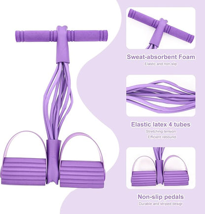 21 Fitness Resistance Bands-8 Tube Pedal Ankle Puller, Foot Pedal Resistance Band, Sit Up Exercise Equipment for Women Men Home Workouts, Yoga, and Resistance Training