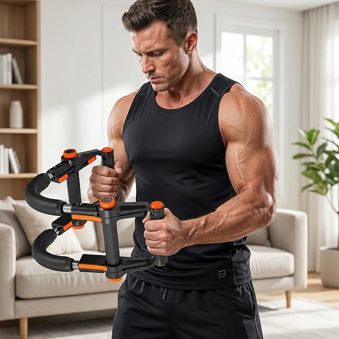 Twister Arm Trainer, Adjustable Chest and Arm Trainer 2 in 1 Gym Workout Equipment for Arm and Chest Muscle Training, Portable Push Up Bar with Anti-Slip Handles for Men Women