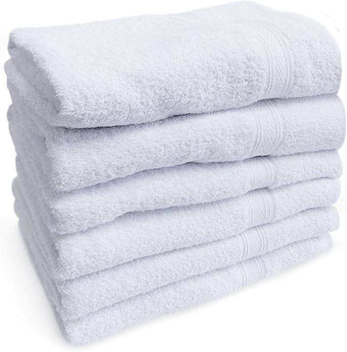 Towels N More Multi Pack 22X44 Small Light Weight Gym Towels or Can be Used as Quick Dry Bath Towel or Salon Towel, 100% Ring Spun Cotton Loops Sweat Towels Women's Hair Dry Towel (6)