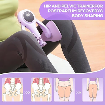 CYFIE Thigh Trainer with LED Counter, Inner Thigh Exerciser & Pelvic Floor Trainer with 2 Resistance Bands, Adjustable Kegel Exerciser for Women, Hip & Glute Workout Equipment for Home Gym