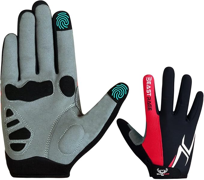 BEAST RAGE Half Finger Cycling Gloves for Men Women, Gel Padded Anti-Slip Shock Absorbing Weight Lifting Gym Gloves Cycle Mountain Bike Gloves for MTB, Biking, Hiking
