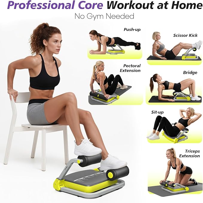 Ab Crunch Machine, Ab Workout Equipment for Home Gym with Adjustable Resistance, Ab Trainer for Stomach and Sit Up Exercise