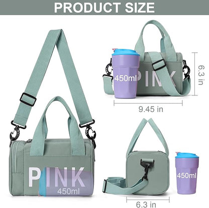 Mini Small Crossbody Bag Gym Bag for Women Men, Cute Small Duffle Bag Aesthetic Sports Handbag, Waterproof Gym Tote Bag Portable Fitness Shoulder Bag for Sports Travel (Green-a)