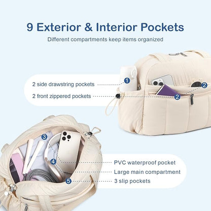 TOPDesign Travel Duffel Bag for Women, Puffer Gym Bag Sports Tote with Wet Pocket, Carry On Weekender with Luggage Sleeve (Bandanna)