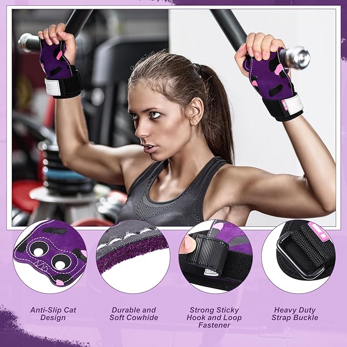 Lifting Wrist Straps Weight Lifting Grips with Cushion Wrist Loop Gym Workout Straps Double Layer Leather with Storage Pouch for Women and Men Deadlift Powerlifting Pull Up