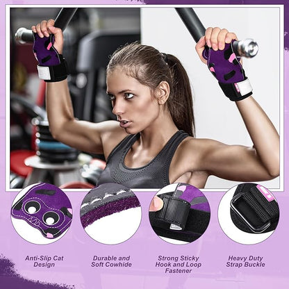 Lifting Wrist Straps Weight Lifting Grips with Cushion Wrist Loop Gym Workout Straps Double Layer Leather with Storage Pouch for Women and Men Deadlift Powerlifting Pull Up