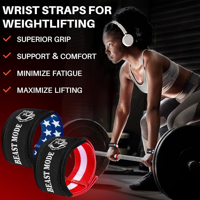 TECEUM Lifting Straps for Weightlifting Gym Strength Training - Wrist Straps with Neoprene Padded Cotton - Men & Women – Ideal for Powerlifting, Bodybuilding & Deadlifts