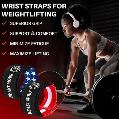TECEUM Lifting Straps for Weightlifting Gym Strength Training - Wrist Straps with Neoprene Padded Cotton - Men & Women – Ideal for Powerlifting, Bodybuilding & Deadlifts