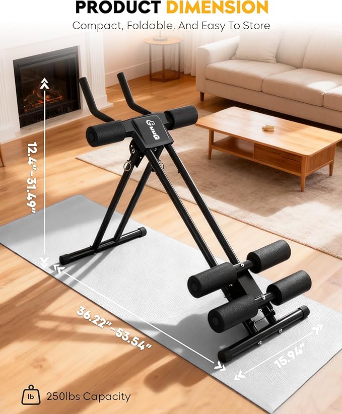 GuuG Ab Machine Ab Trainer Machine : Adjustable Ab Machine for Stomach Workout at Home Gym Ab Workout Foldable Core Strength Training Equipment Home Gym System