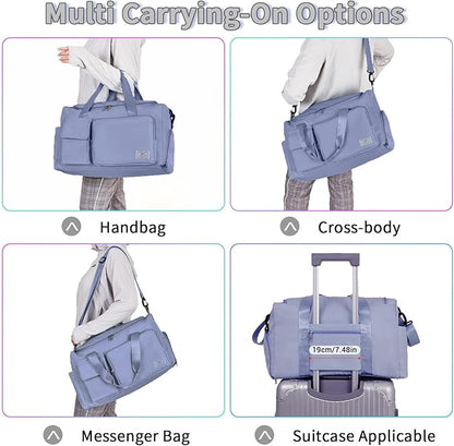 FIORETTO Women's Gym Duffle Bag with Shoes Compartment, 30L Capacity, Ideal for Travel, Gym, Sports, Duffel, Weekender