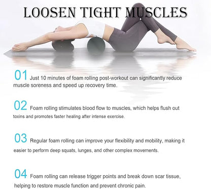 35“ High Density Fitness Foam Roller, Super Soft Round PE Foam Roller Exercises Yoga, Stretching, Deep Tissue&Muscle Recovery Relieves Muscle Pain, Improves Mobility & Circulation (Black)