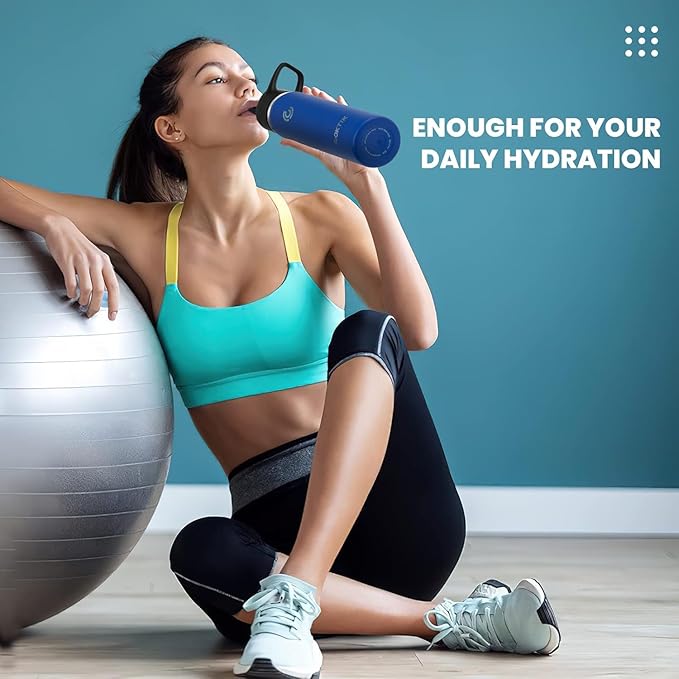 40 Pack 22 oz Sports Water Bottle With Straw,2 Lids, Stainless Steel Vacuum Insulated Water Bottles,Leakproof Lightweight, Keeps Cold and Hot, Great for Travel(Cobalt)
