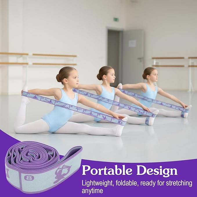 Stretch Strap for Girls Elastic Gymnastics Stretching Ballet Dance Band with 8 Loops, Adjustable Exercise Training Resistance Strap Band for Girls Stuff Pilates Latin Yoga Equipment