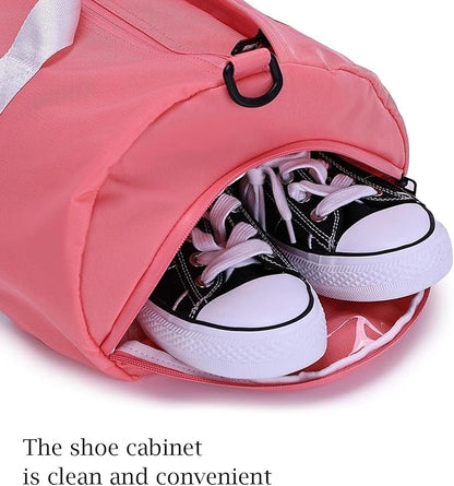 BE Smart Gym Bag Sports Duffle Bag for Men Women, Waterproof Gym Bags Weekender Bags with Shoe Compartment, Lightweight Large Overnight Workout Bag, Pink With Tpu Pocket, Casual Fashion