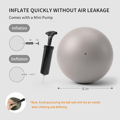 Pilates Ball 8 inch, Small Yoga Ball Extra Thick, Mini Pilates Ball with Pump, Non-Slip Surface Small Exercise Ball for Physical Therapy, Stretching, Strength & Core Training