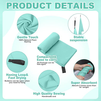Tudomro 5 Pcs Microfiber Gym Towels Quick Dry Camping Towel for Women Men Gym Sweat Sports Towel for Yoga Tennis Running Swimming Exercise Working Out(Green,23.6 x 47.2 '')