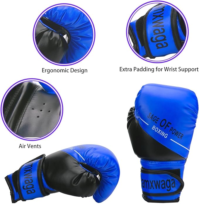 3-in-1 Boxing Gloves and Punching Mitts Set for Kids, Sports Boxing Gloves Boxing Pads with Hand Wraps, Kids Boxing Equipment Set for MMA, Karate, Muay Thai, Taekwondo