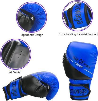 3-in-1 Boxing Gloves and Punching Mitts Set for Kids, Sports Boxing Gloves Boxing Pads with Hand Wraps, Kids Boxing Equipment Set for MMA, Karate, Muay Thai, Taekwondo