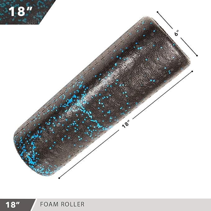 Day 1 Fitness High Density Muscle Foam Rollers - Sports Massage Rollers for Stretching, Physical Therapy, Deep Tissue, Myofascial Release - Ideal for Exercise and Pain Relief - Speckled Blue, 18”