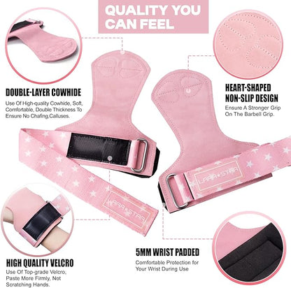 LARA STAR Weight Lifting Wrist Straps for Maximum Grip Support,Lifting Strap for Weightlifting, Gym Grips Hook for Deadlifts, Powerlifting, Heavy Shrug Women/Men