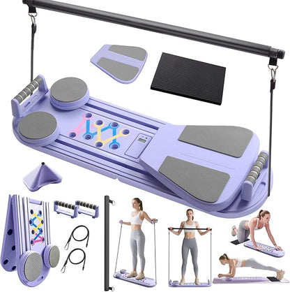 6 in1 Pilates Board, Multi-Purpose Pilates Reformer Set, Foldable Abdominal Board, Pilates Reformer Board for Home, Workout Equipment, Abs Workout Equipment, Core Workout Equipment