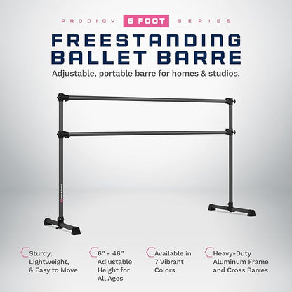 VITA Barre Portable Freestanding Double Ballet Barre, Prodigy, Aluminum | Adjustable Height, USA Made, Home or Gym Exercise Equipment for Kids & Adults | Dance, Fitness, Pilates