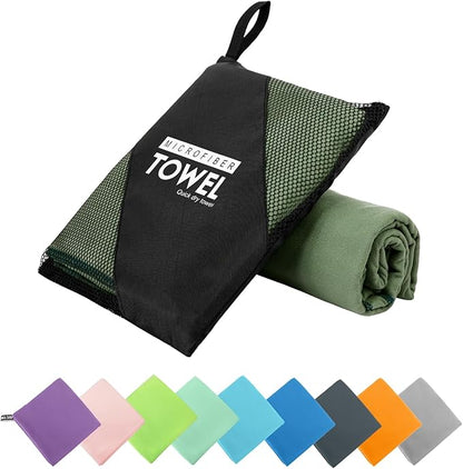 Microfiber Travel Towel, Soft Lightweight Quick Dry Towel, Super Absorbent Compact Travel & Sports & Beach Towels for Camping, Backpack, Gym, Swimming, Yoga, Hiking (XL:30"×60" -Olive Green)