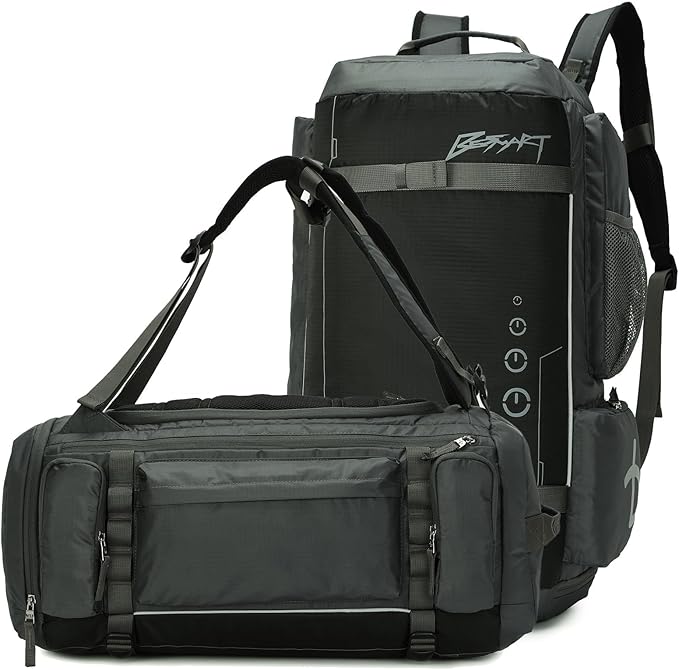 BE SMART 2 in 1 Convertible Gym Duffel Bags with Shoes Compartment - 40L Waterproof Extra Large Workout Backpack for Gym Men, Heavy Duty Sports Duffle Backpacks for Travel, Hiking, Camping, Carry On