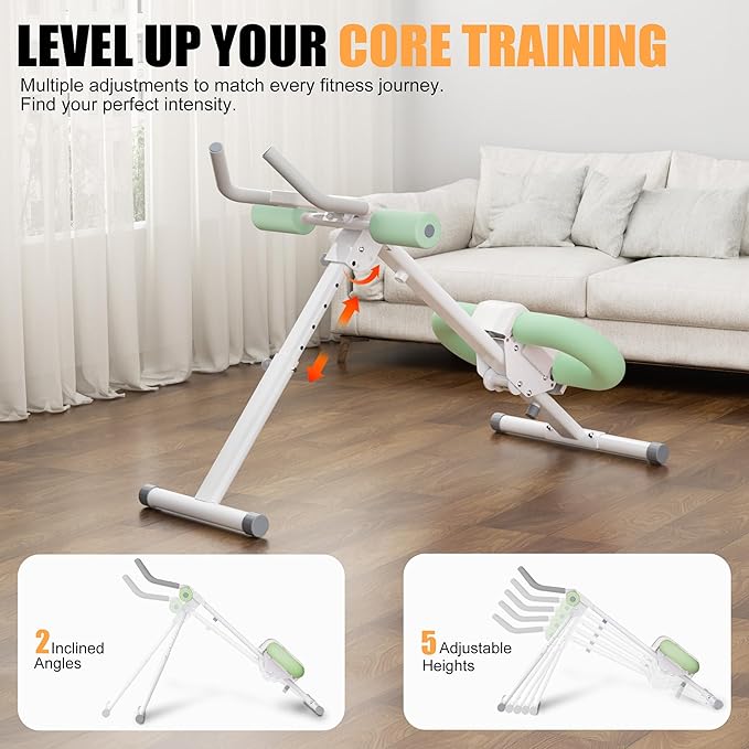 Abdominal Trainers - Adjustable Ab Trainer Machine, Foldable Abdominal Workout Equipment with Knee Protection - Home Gym Core Strength Trainer for Men & Women