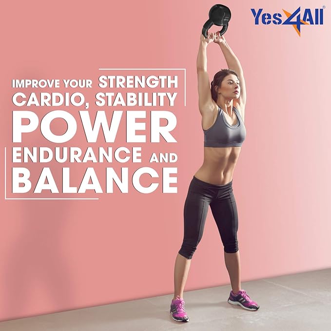 Yes4All Kettlebell, Vinyl Coated Kettlebell Cast Iron Sets with Stable Flat Bottom for Full Body Workout, Push up, Grip Strength Training & Weights Exercises
