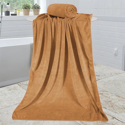 JML Large Microfiber Bath Towels, 6 Pack 30" x 60", Oversized, Soft, Super Absortbent, Fast Drying Bathroom Towel Set for Sauna, Hair Wrap, Salon,Sport, Fitness, Yoga, Beige