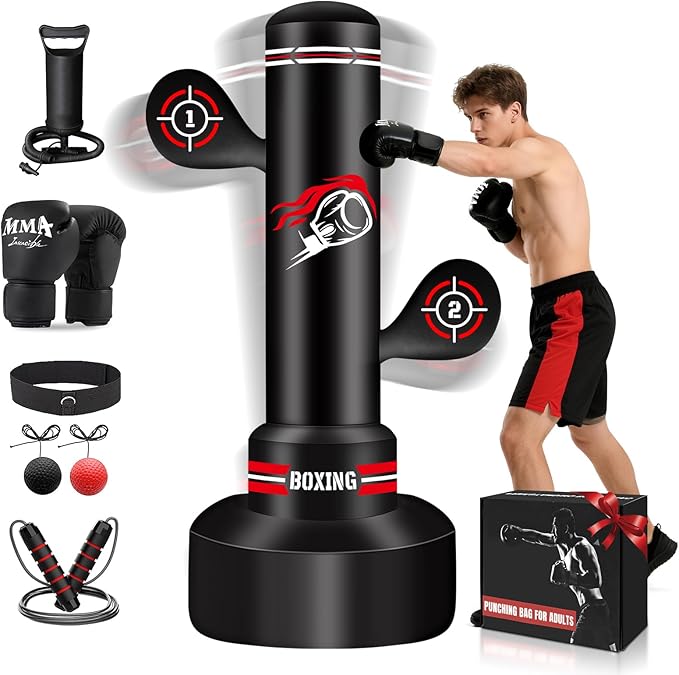 Upgraded Heavy Freestanding Punching Bag for Adults Teens, 70” Standing Punching Bag Kicking Bag Heavy Bag, Women Men Kickboxing Bags for Training MMA Fitness Home Gym