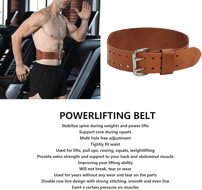 Weight Lifting Belt, Leather Weight Lifting Belt for Men Gym Weight Belt Lumbar Back Support Powerlifting Weightlifting Heavy Duty Workout Training Strength Training Equipment