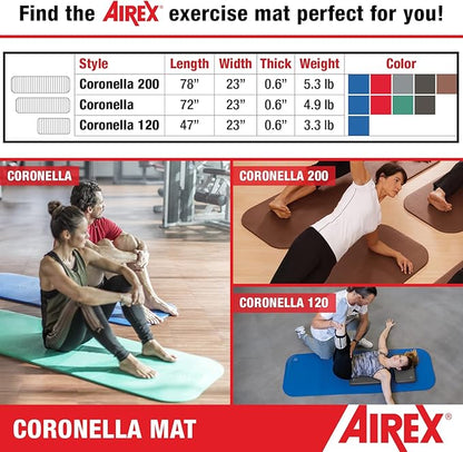 AIREX Official Coronella Exercise Mat - Home Workout Mat for Rehabilitation, Strength Training, Aerobics, Water Fitness, Exercise, Home Workouts, Floor Exercises with Premium Foam