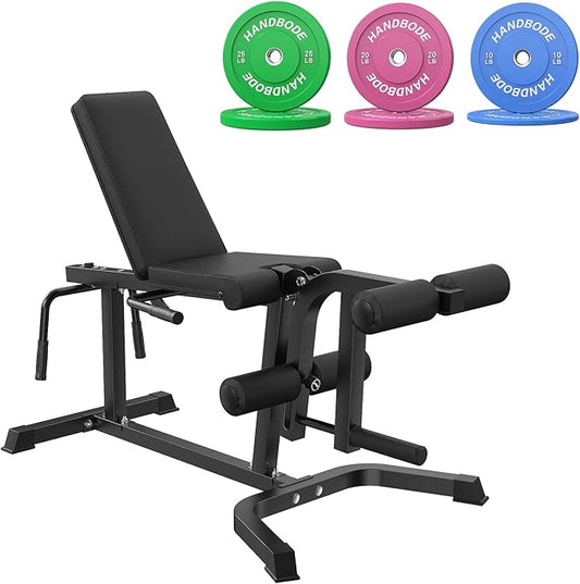 Leg Extension and Curl Machine, Adjustable Leg Curl Machine with Weight Plates Set, Seated Leg Extension and Lying Curl Machine for Lower Body Workouts, Leg Workout Equipment for Home Gym