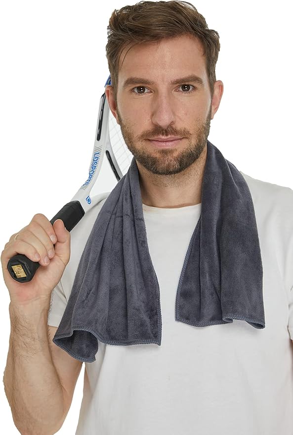 HOPESHINE Home Gyms Towel for Men Women Microfiber Gym Towels Cycling Workout Sweat Towel Set Quick Dry Exercise Sports Travel Towel Fast Drying 2-Pack (Grey x2)