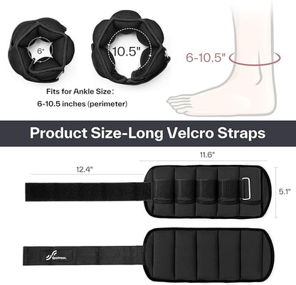Sportneer Adjustable Ankle/Wrist Weights for Men Women Kids, Weighted Leg & Cuff Strength Training for Yoga Walking Running Aerobics Gym Fitness Physical Therapy