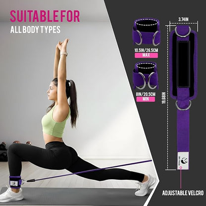 Slim Panda Ankle Strap for Cable Machine,Ankle Cuff for Kickbacks, Booty Hip Abductors,Glute Workouts, Leg Extensions, Curls for Men and Women, Adjustable with Double D-Rings