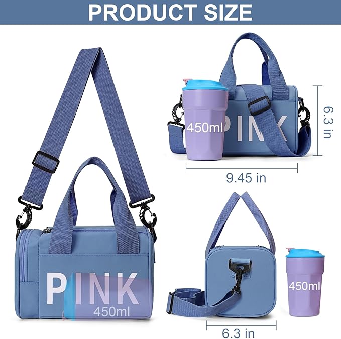 Mini Small Crossbody Bag Gym Bag for Women Men, Cute Small Duffle Bag Aesthetic Sports Handbag, Waterproof Gym Tote Bag Portable Fitness Shoulder Bag for Sports Travel (Blue-b)
