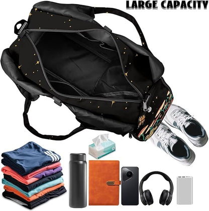 Gym Bag with Yoga Mat Holder Large Tote Bag With Multi Pockets for Women Men Dry Wet Separated Pocket Carryall Yoga Tote Bag for Pilates Travel Workout Office