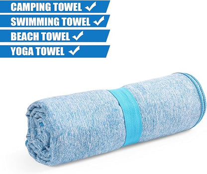 Quick Dry Microfiber Camping Towel Large for Beach Travel Body Yoga Swimming Pool Hiking(Blue, 30X60 Inch)