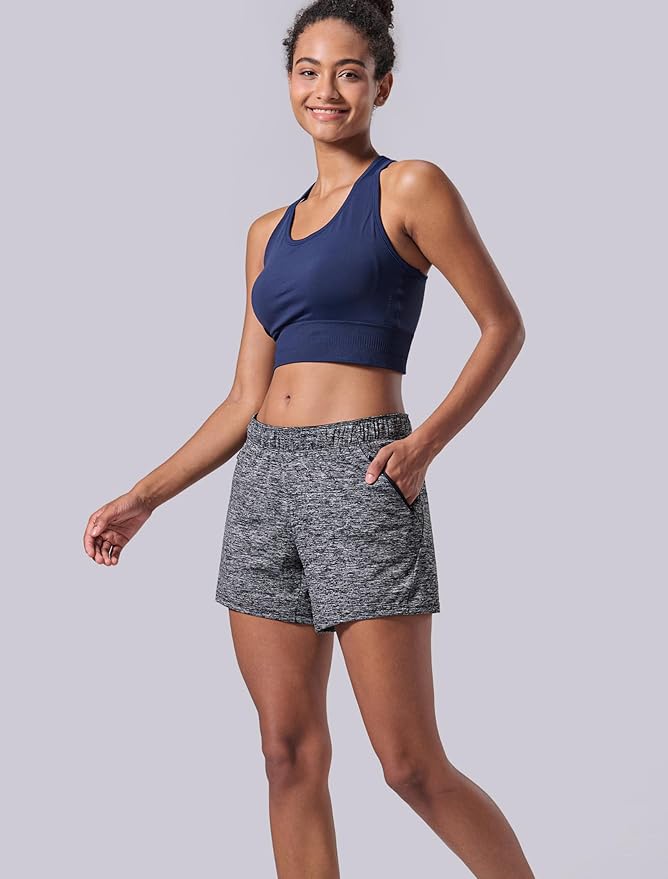Liberty Imports 1 or 5 Pack Womens Lounge Workout Shorts with Zipper Pockets 5" Inseam Lightweight Athletic Casual Shorts