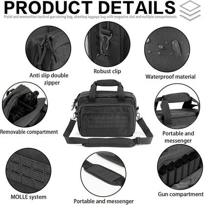 VEAGIA Range Bag,Pistol Case,Gun Range Bags For Handguns And Ammo Pouch 2 Pistols Soft Carrying Shooting Bag