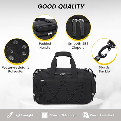 Vorspack Gym Bag for Women - 15 Inches Small Duffle Bag for Travel Lightweight Duffel Bag Personal Item Travel Bag Weekender Bag for Travel Sports Gym - Black