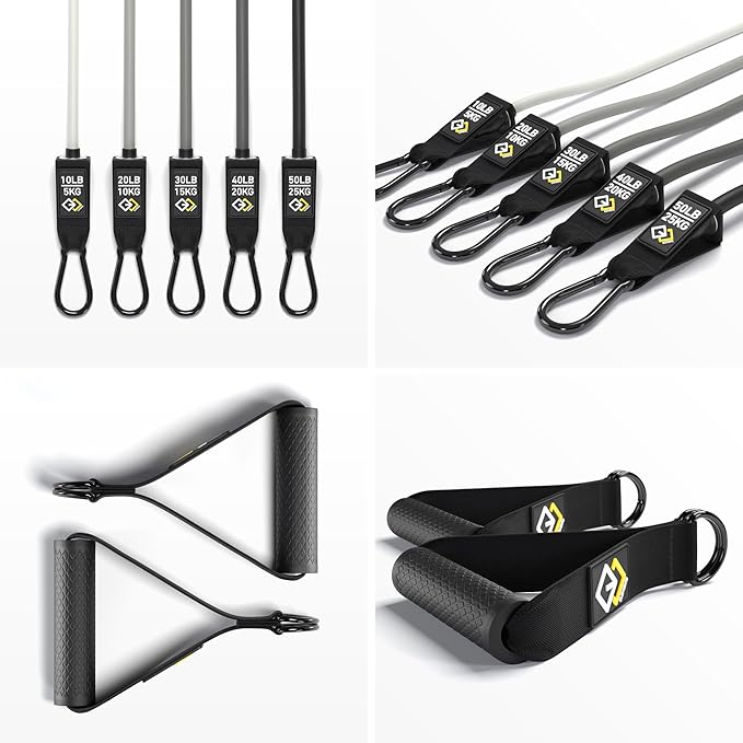 Resistance Bands Set - Premium Exercise Bands with Handles - Resistance Tubes for Men and Women - Professional Home Gym Fitness Equipment for Full Body Workout and Strength Training