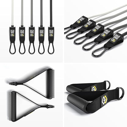 Resistance Bands Set - Premium Exercise Bands with Handles - Resistance Tubes for Men and Women - Professional Home Gym Fitness Equipment for Full Body Workout and Strength Training