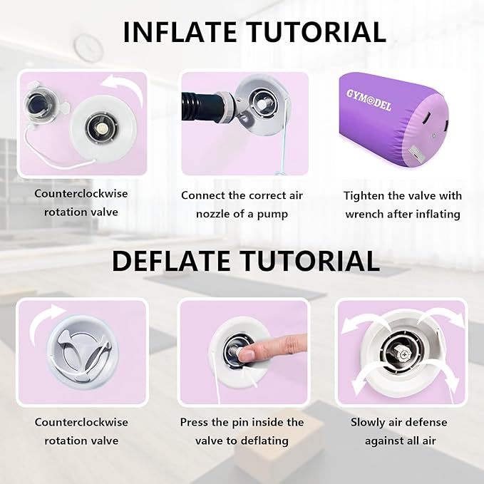 Air Roller Gymnastics Barrel Inflatable Tumbling Roller Air Mat, Air Barrel Gymnastics Tumble Track Mat with Pump for Backhandspring/Training Cheerleading/Yoga/Home and Outdoor Use
