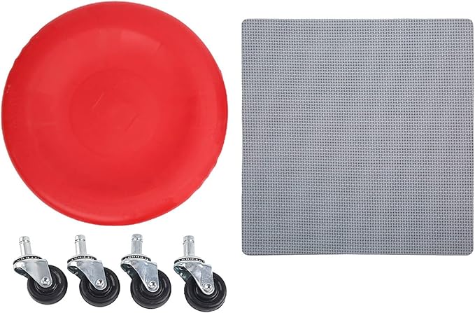 4 Wheel Abdominal Muscle Plate Premium Abdominal Exerciser Slide Disc Fitness Equipment for Home Gym Workouts Core Training Red Blue PVC 29x8cm