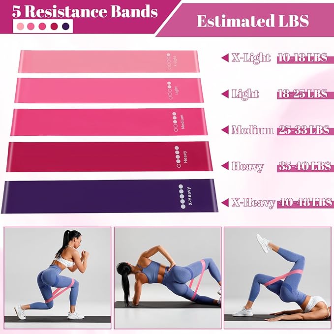 hotqueen 14 PCS Pilates Kit, Home Pilates Workout Kit for Women, Pilates Equipment with 14.9" Pilates Ring and Ball, Resistance Bands, Sliders & Grip Socks Accessories for Starter Home Workouts（Pink）