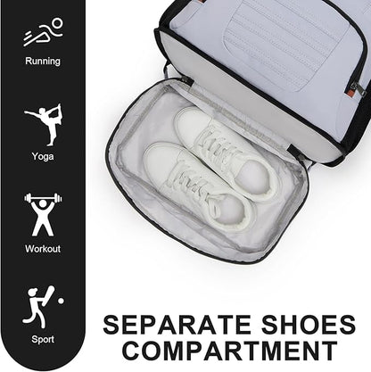 seyfocnia Gym Backpack for Men, Waterproof Sports Backpacks With Shoe Compartment Lightweight Workout Trainning Back Pack Casual Travel Daypack-Grey